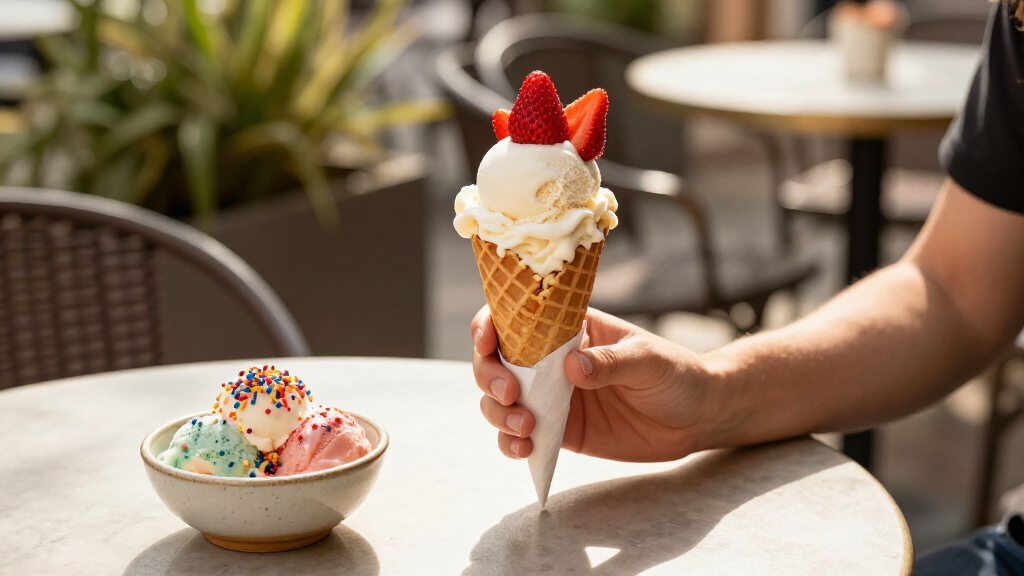 ice cream bowls and cones