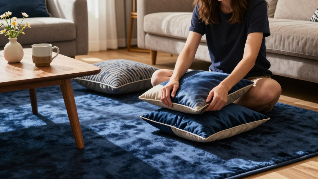 midnight blue silk carpet