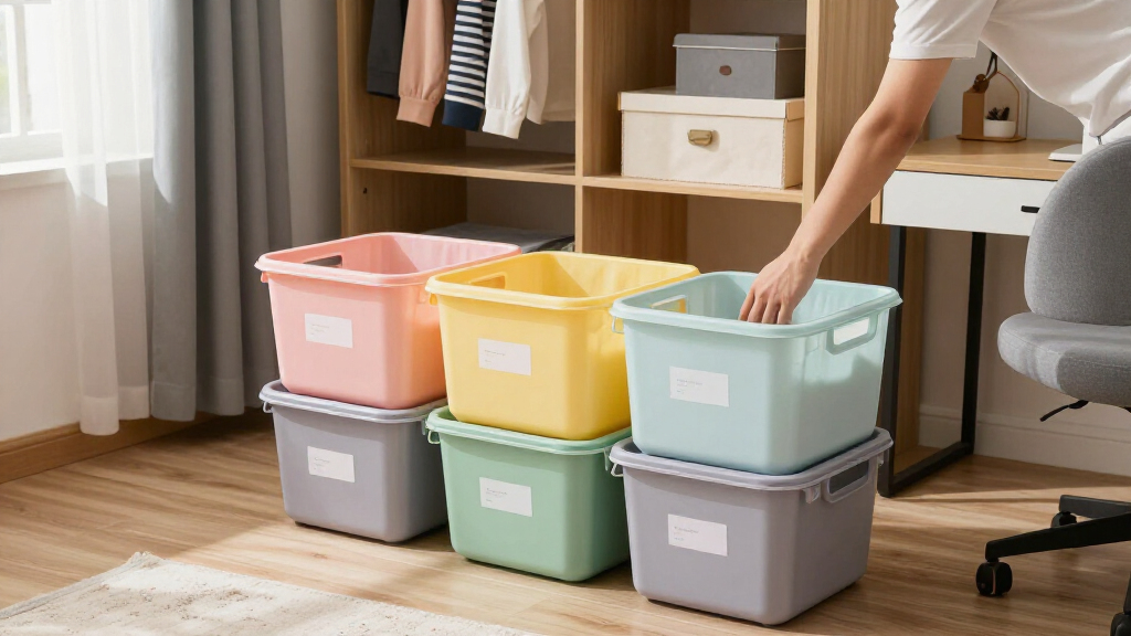 dorm room organization bins