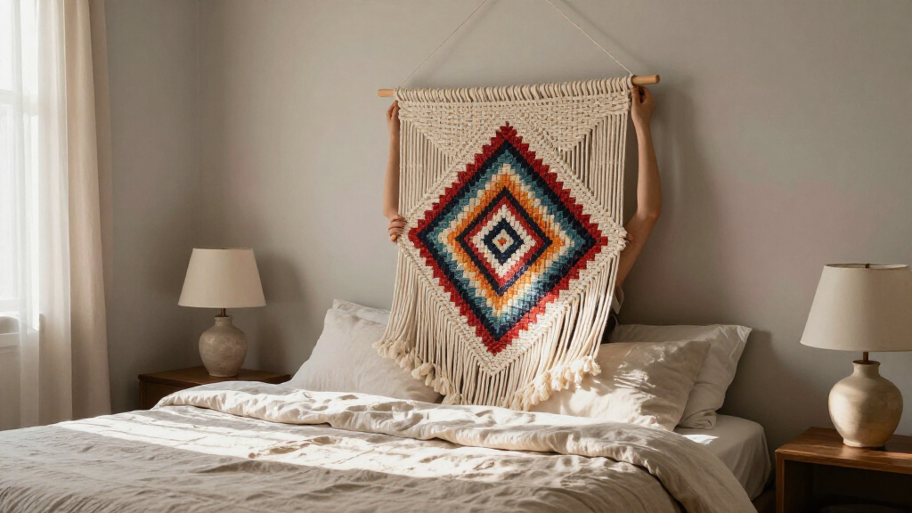 wall decor behind bed
