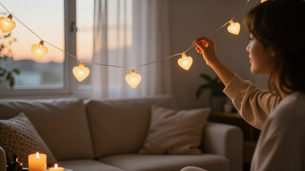 string lights for valentine ambiance
