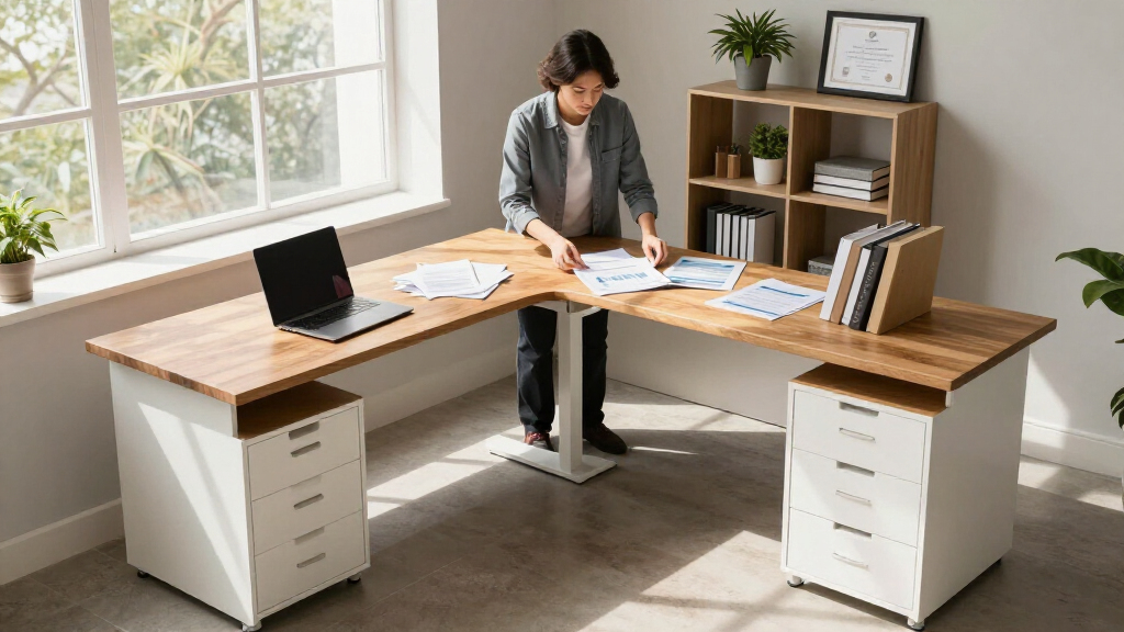 best L shaped standing desk with storage for accountants