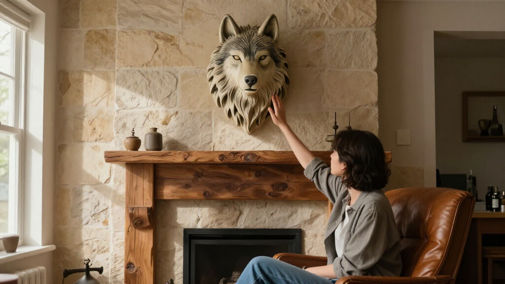 wolf head wall sculpture