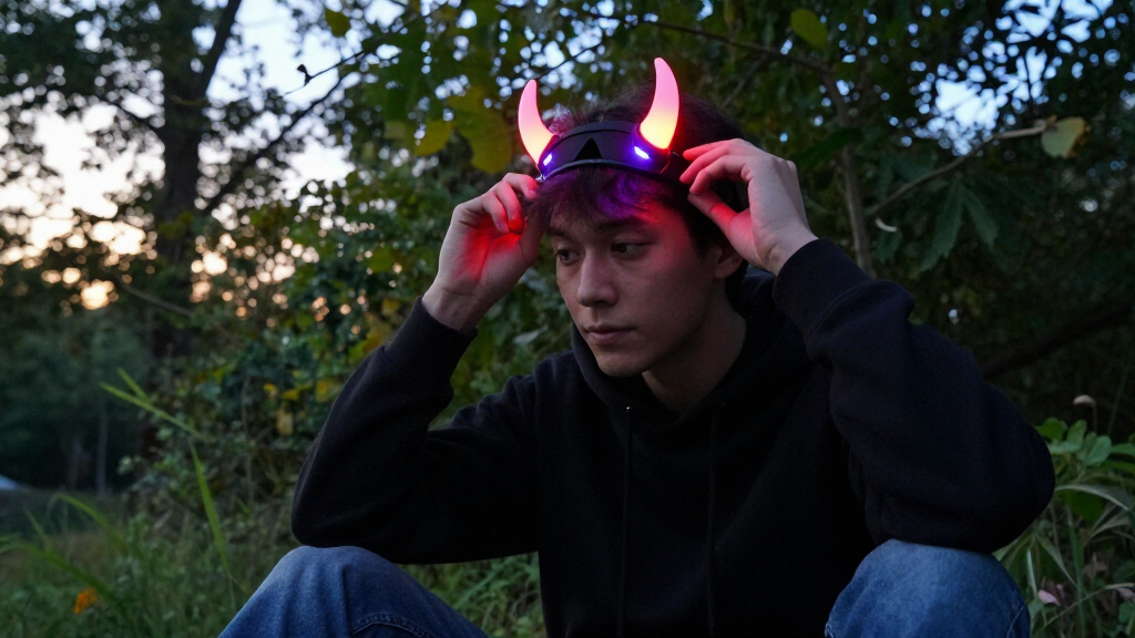 led glowing demonhorn headbands
