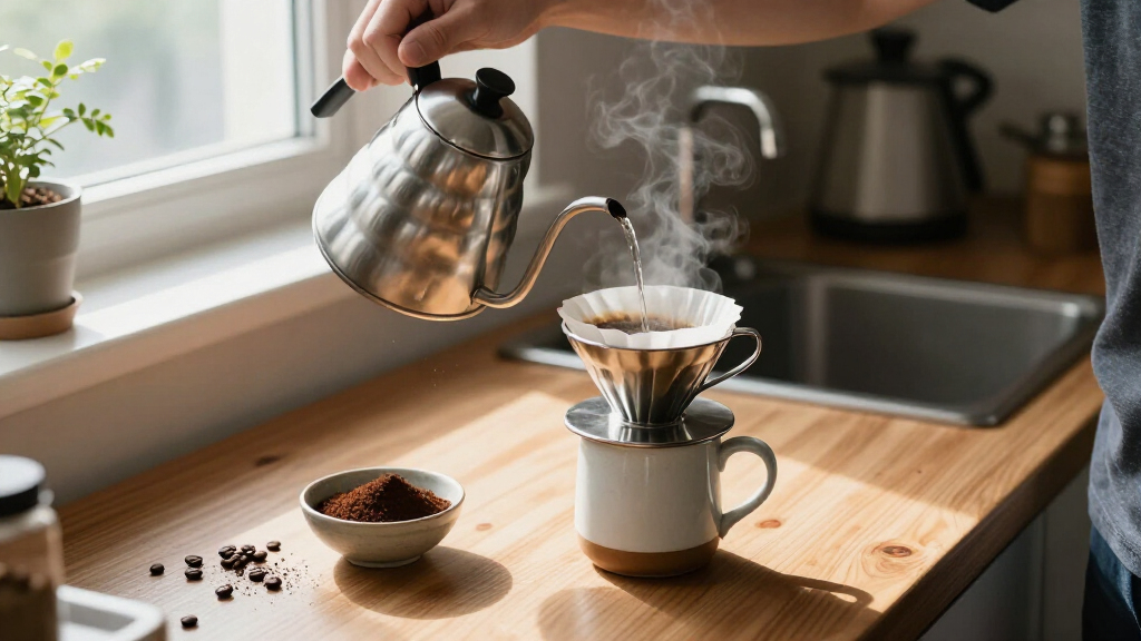 stainless steel pour over setup