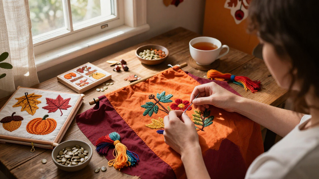 fall-themed embroidery kits
