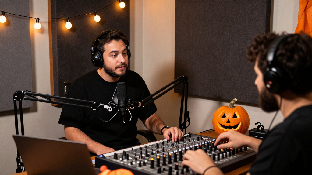 Halloween podcast microphones