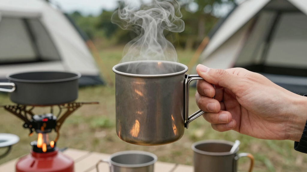 Stainless‑steel camping mug
