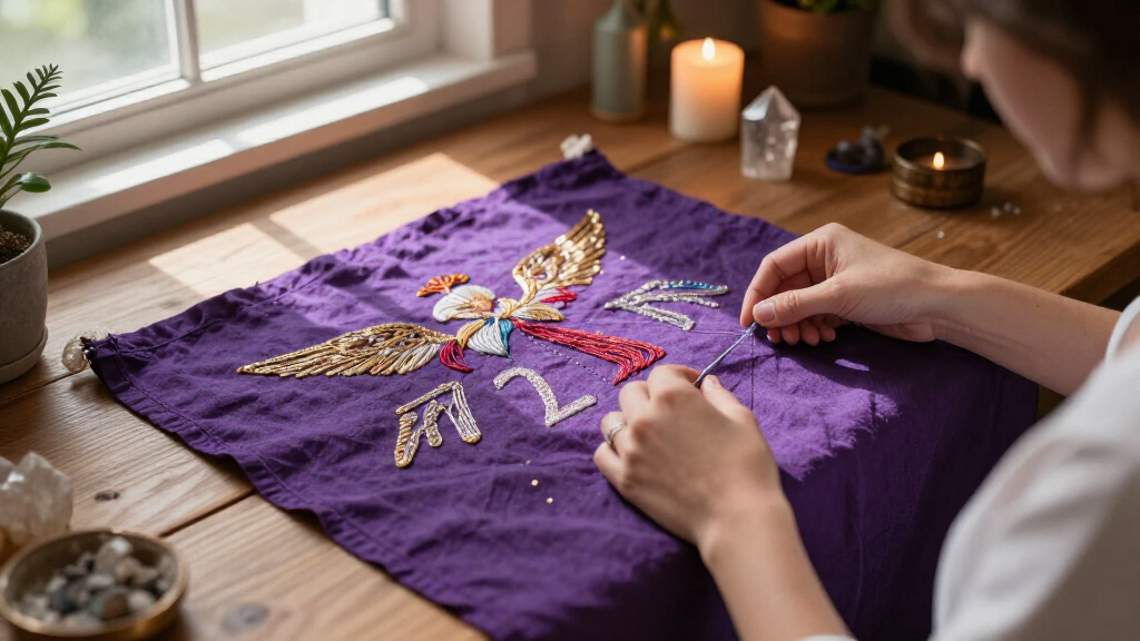 altar cloth with angel number symbols
