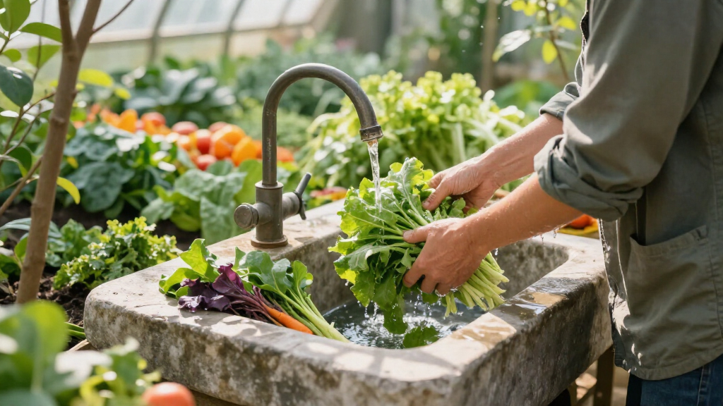 outdoor sink station for garden harvest washing