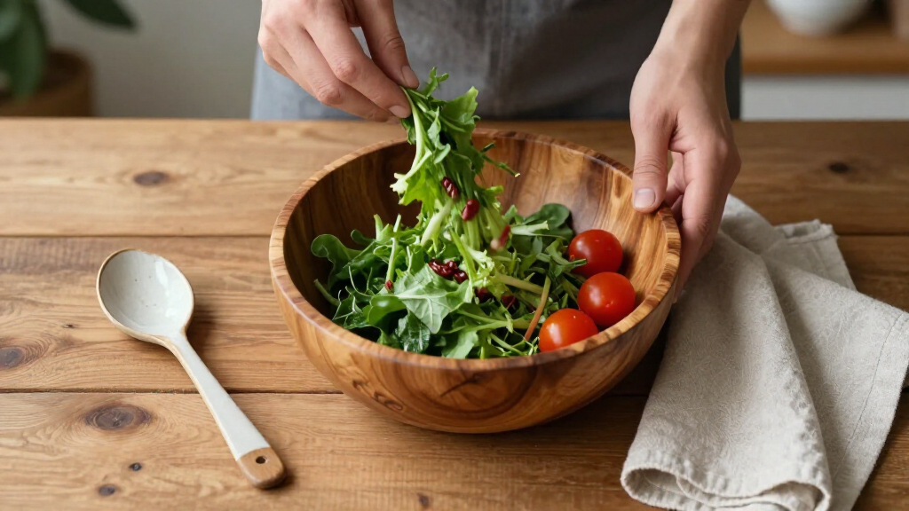 hand carved wooden salad bowl