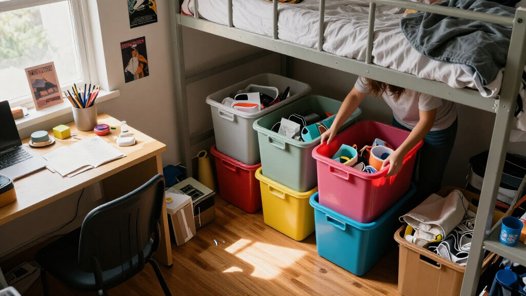 dorm room organization bins