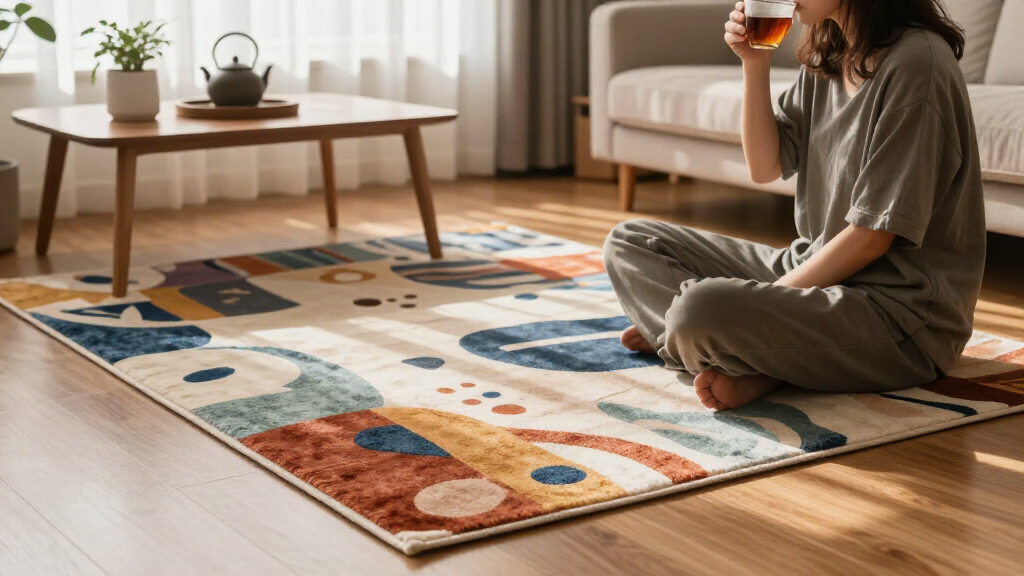yilong abstract design silk rug