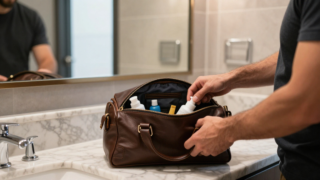 leather travel toiletry bags for business travel