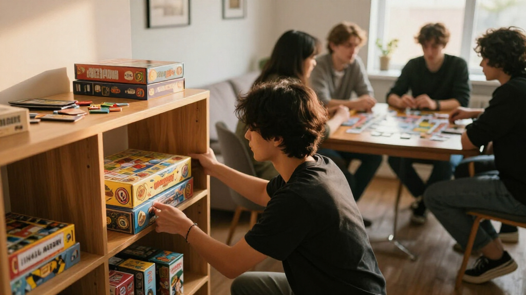board game storage shelves