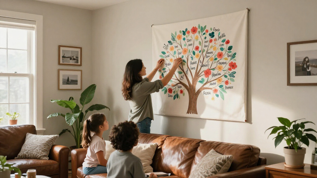 best custom family tree canvas with grandchildren names