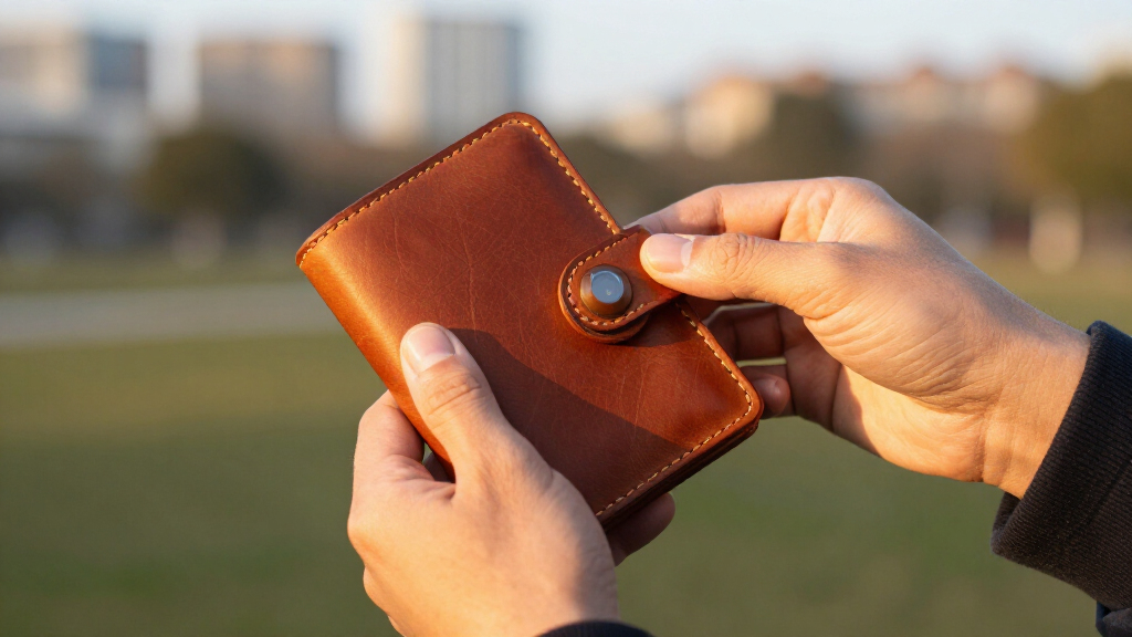 top grain leather travel wallets with airtag holder