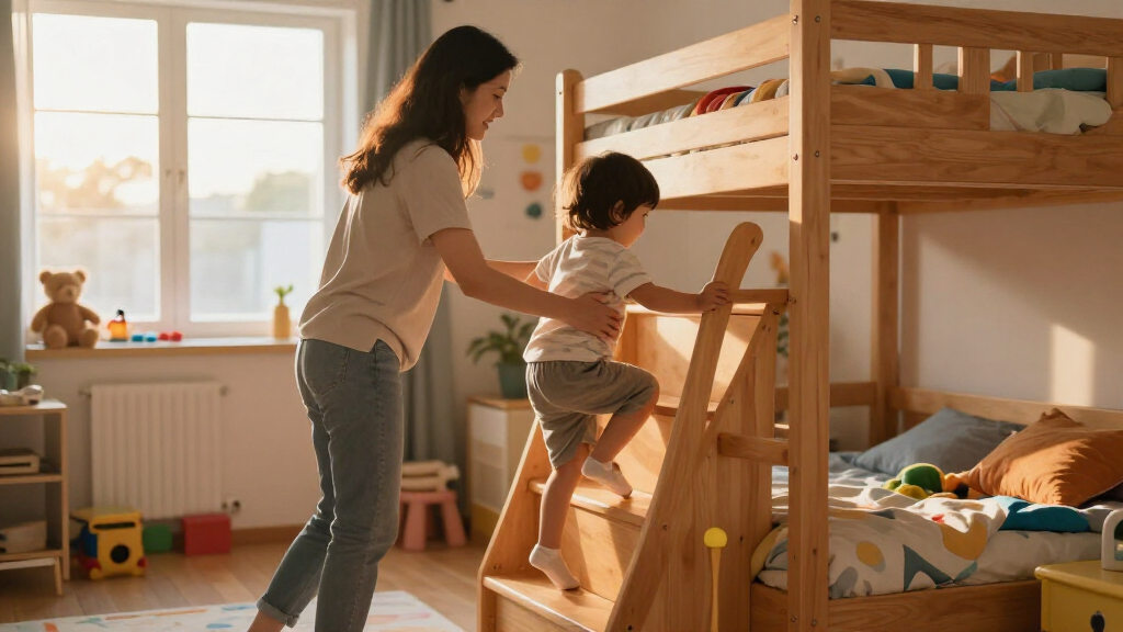 kids bunk bed with stairs