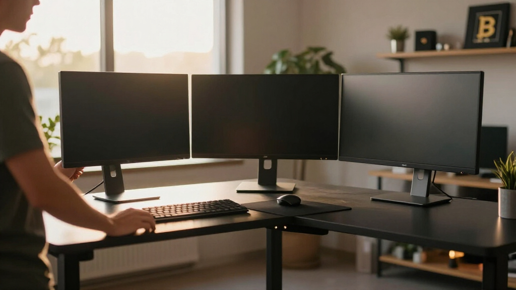best L-shaped standing desk for multi-monitor setup