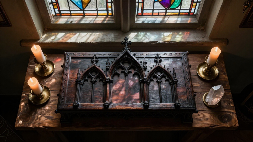 handcrafted gothic altar tables
