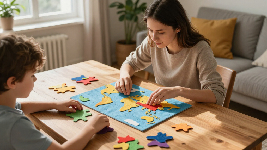 felt world map puzzle