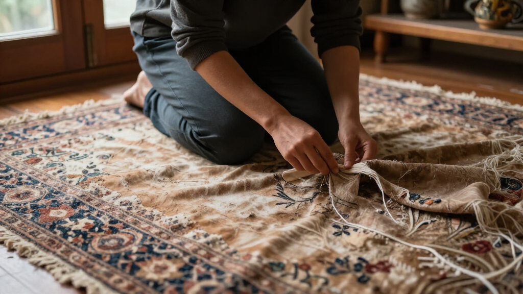 yilong distressed look silk rug