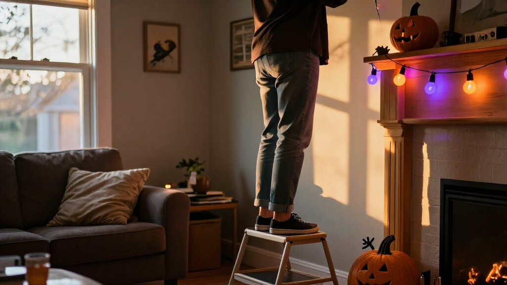 indoor Halloween string lights