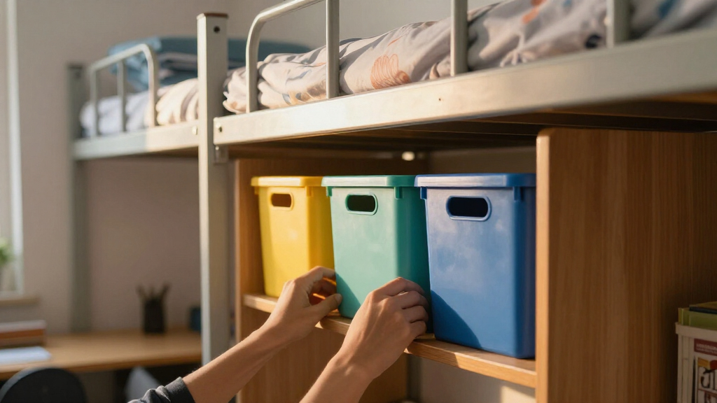 dorm room organization bins