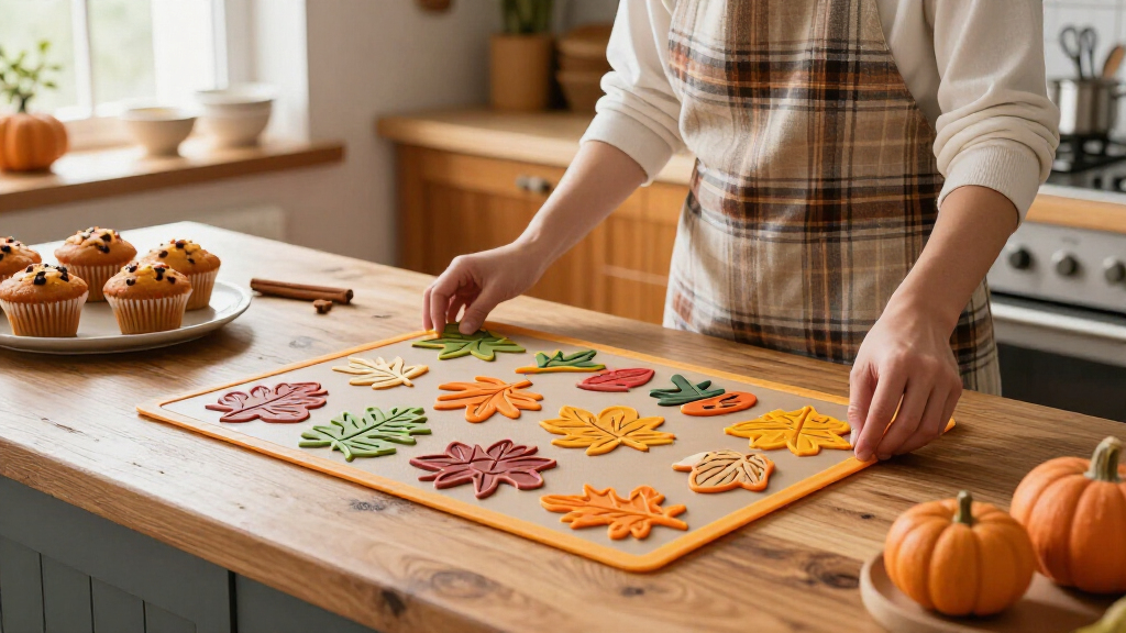 fall-themed silicone baking mats