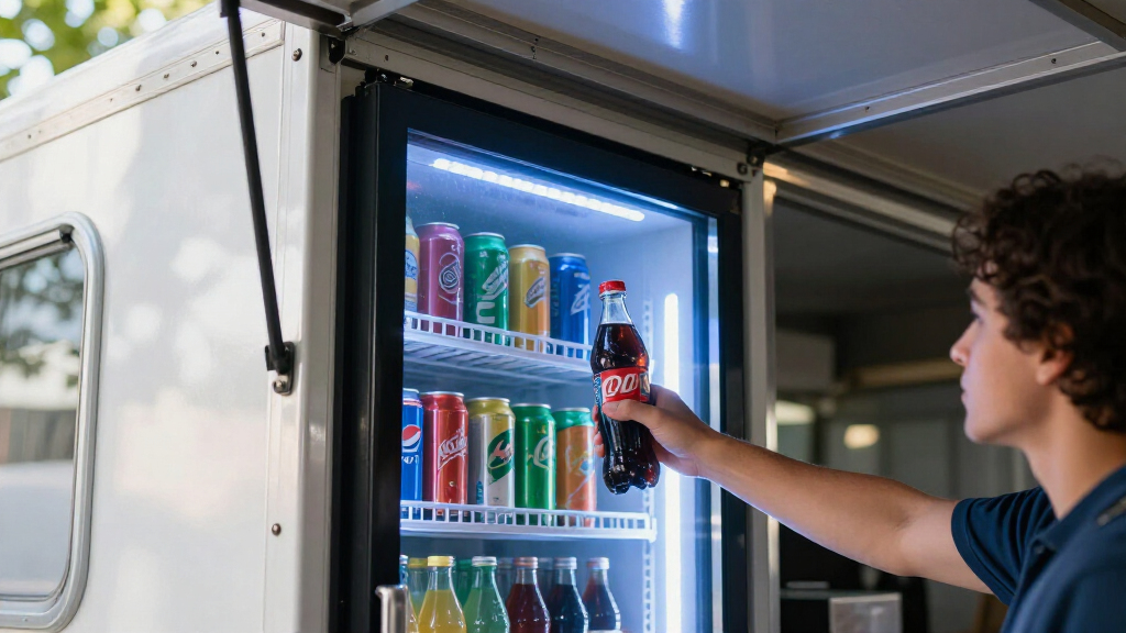 best beverage fridge with LED lighting for food truck