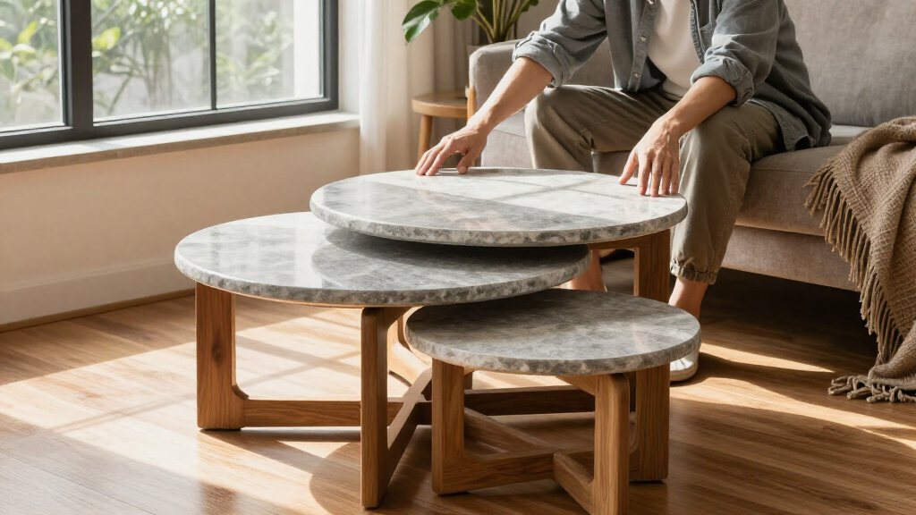 best nesting coffee table set stone top