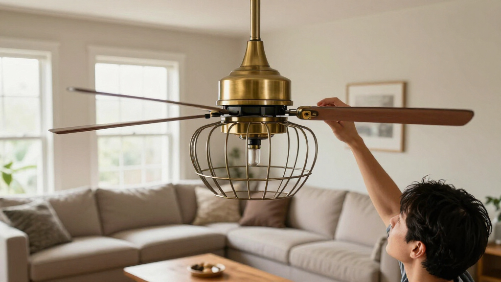 retro ceiling fan with metal cage