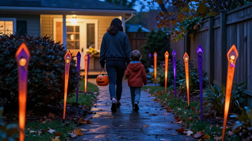 outdoor Halloween lighted pathway stakes