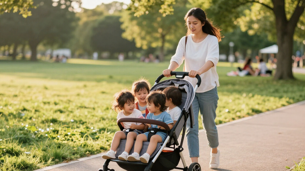 stroller wagon for 4 kids with adjustable handle
