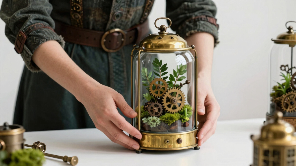steampunk terrarium display