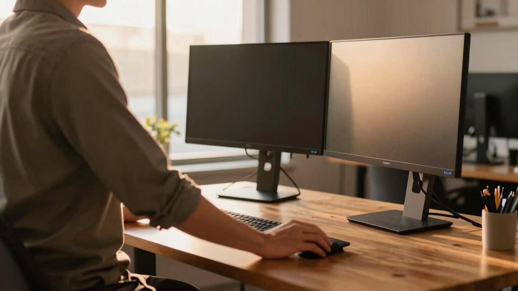 Standing desk for dual monitor workstation