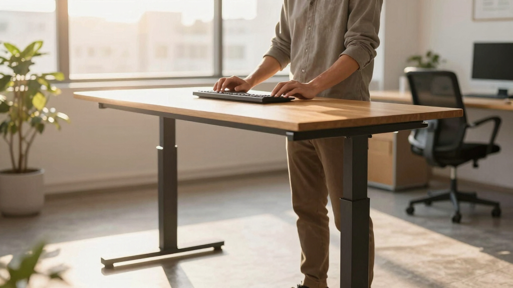 Standing desk for tall users