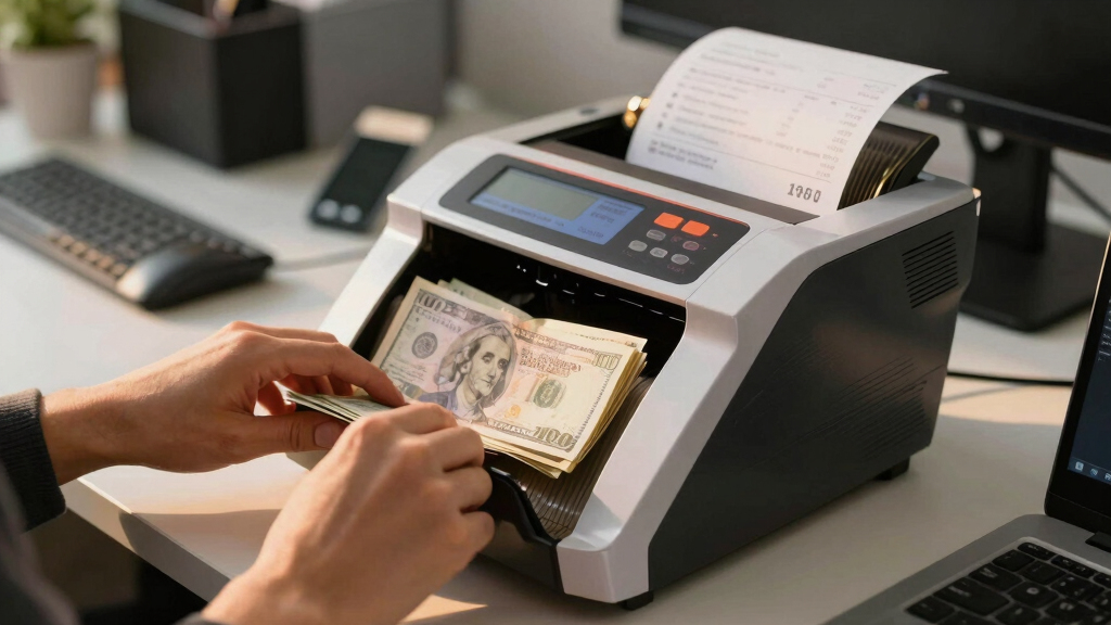 Money counter with printer for reports