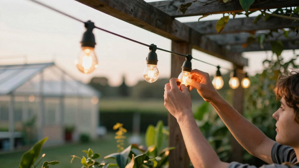 solar-powered outdoor string lights