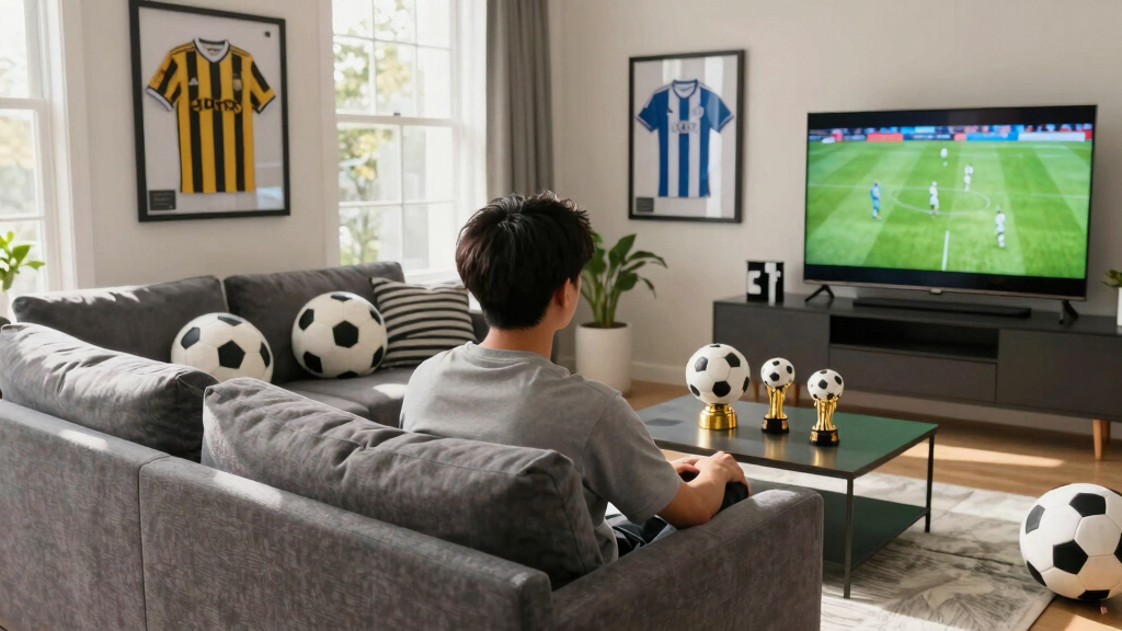 soccer-themed living room decor