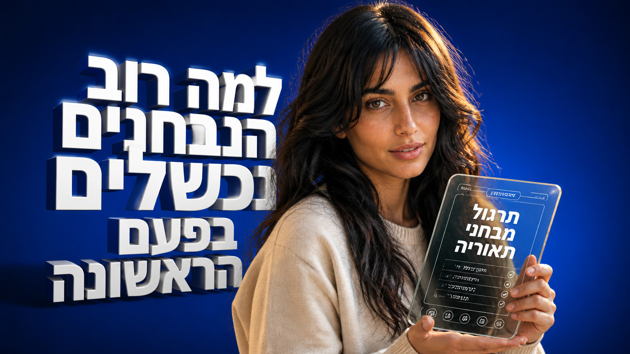 תרגול מבחני תאוריה: איך תעברי בפעם הראשונה [מדריך 2026]