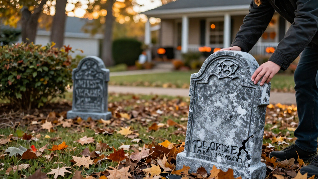 outdoor Halloween tombstone decorations