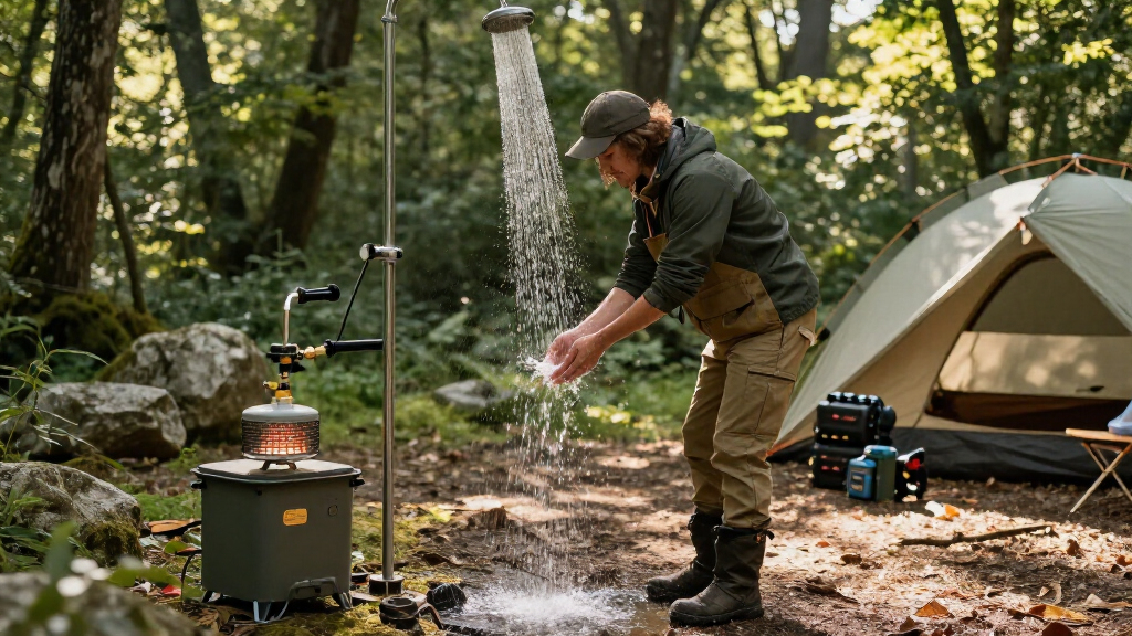 portable shower system with propane heater