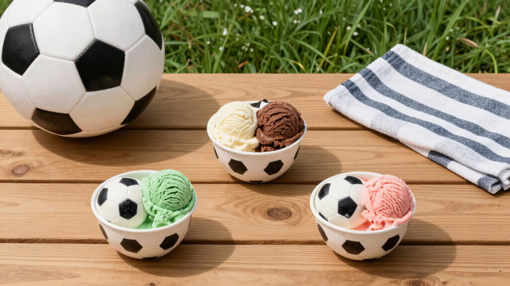 soccer-themed ice cream bowls