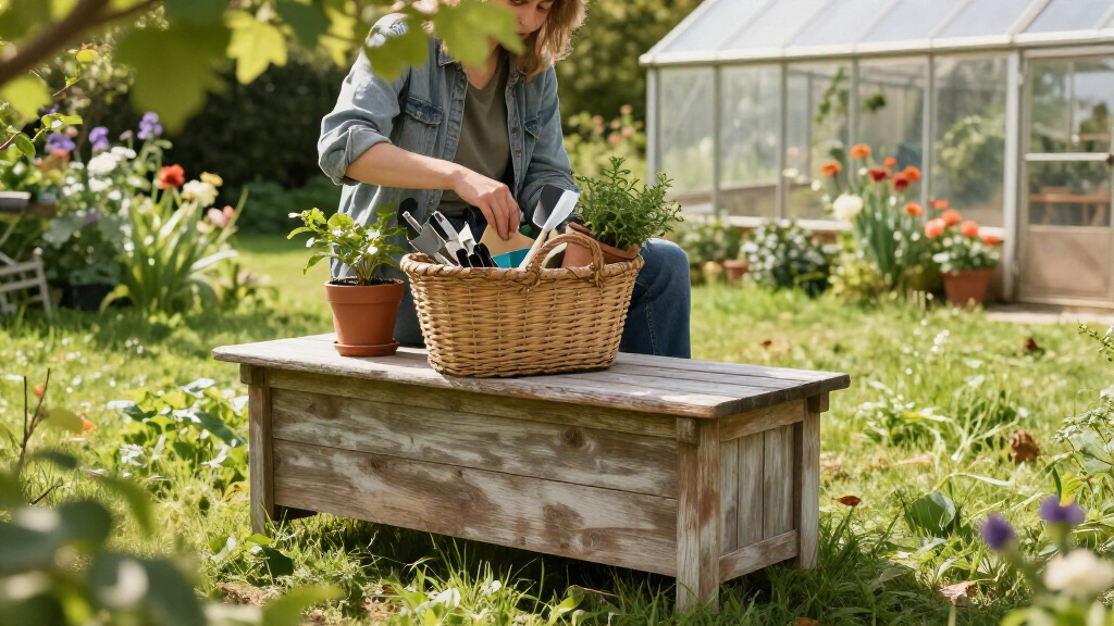 outdoor garden storage benches