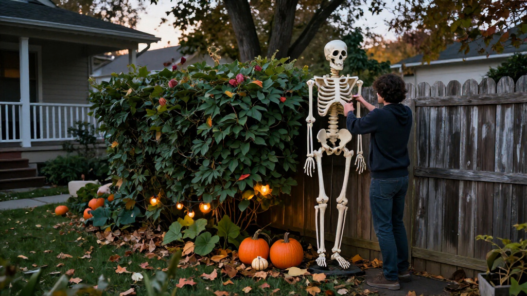 outdoor Halloween skeleton decorations