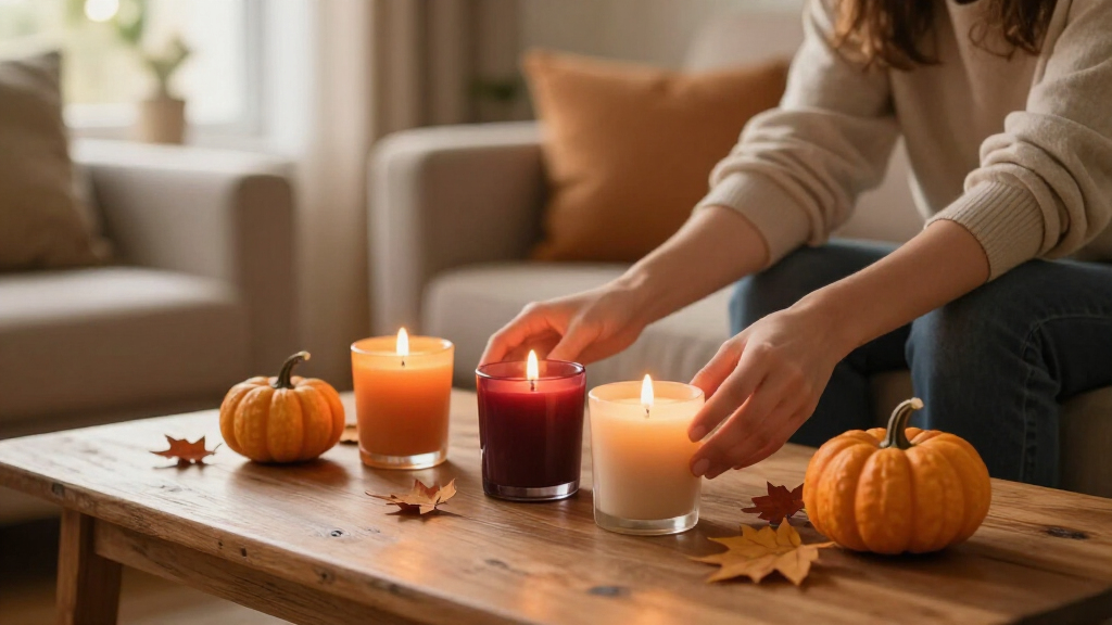 fall-themed decorative candles