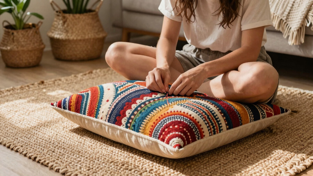 boho inspired floor cushions