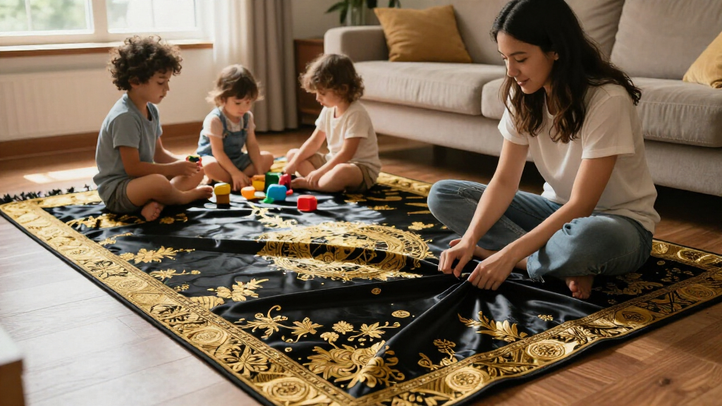 yilong black gold silk rug