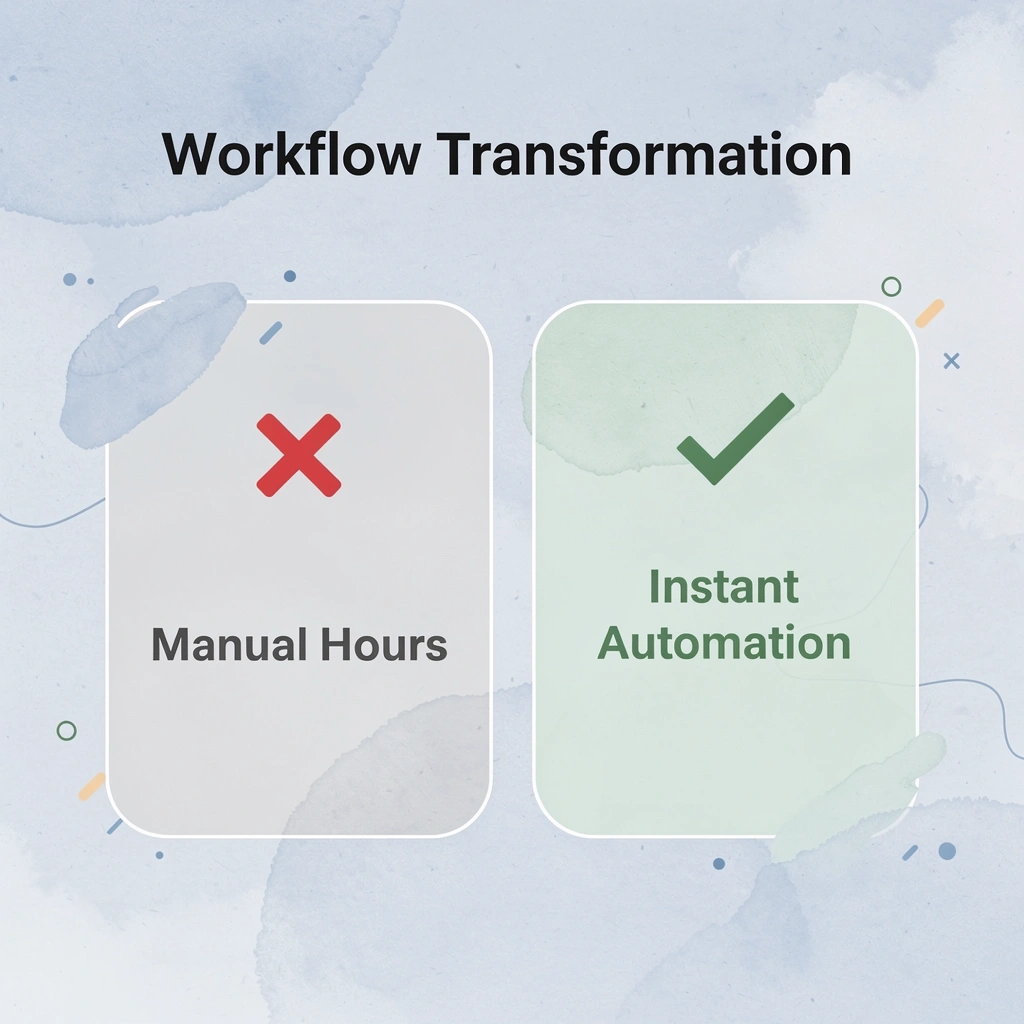 Before and after comparison of manual vs automated workflows